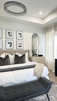 Formal Bedroom, Black And Beige Bedroom, St Louis Apartment, Master Room Design, Neutral Apartment, Charcoal Bedroom, Beautiful Bedroom Inspiration, Primary Bedroom Ideas, Home Decor Bedroom Ideas