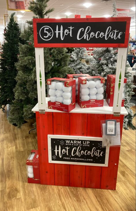 Hot Cocoa Bar Ideas Christmas Diy, Hot Cocoa Bar Cart, Christmas Hot Chocolate Station, Hot Chocolate Stand, Polar Express Christmas Party, Hot Cocoa Stand, Diy Hot Cocoa, Christmas Door Decorating Contest, Diy Hot Chocolate