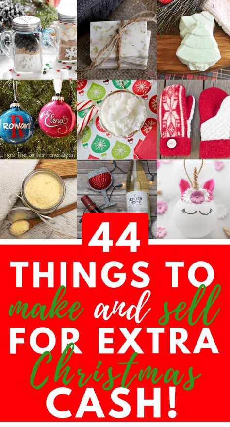 Do you need some extra cash for the holidays? Here are 44 amazingly cute things to make and sell at home for extra money this Christmas. Put your diy skills to the test and earn holiday shopping money! #crafts #sidehustles #holidays #christmas Christmas Crafts To Sell Make Money, Cute Things To Make, Things To Make And Sell, Money For Christmas, Frugal Christmas, Christmas Crafts To Sell, Christmas Gifts To Make, Christmas Crafts To Make, Christmas On A Budget