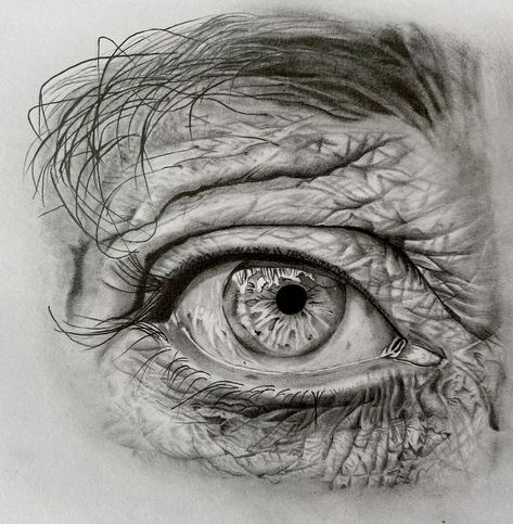 Age Gcse Art, Pencil Sketches Of Eyes, Old Eyes Drawing, Aged Gcse Art, Realistic Eye Drawing Pencil, Detailed Eye Drawing, Eye Drawing Reference Realistic, Eyes Pencil Sketch, Realistic Eyes Drawing