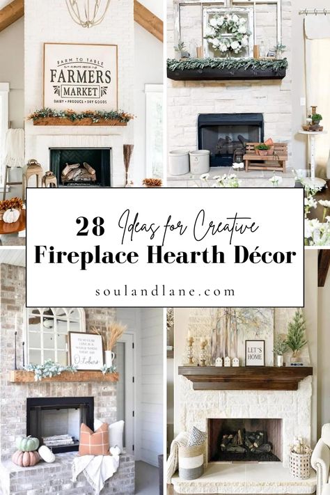 Create a cozy and inviting atmosphere with stunning fireplace hearth decor ideas that elevate the warmth and charm of your living space. From elegant candle arrangements and lush greenery to rustic wood accents and seasonal displays, discover how to style your hearth for both function and beauty. Learn tips for layering textures, incorporating personal touches, and choosing decor that complements the style of your fireplace. These ideas promise to transform your fireplace hearth into a focal poi Decorating Ideas For Fireplace Hearth, Fireplace Hearth Decor Modern, Decor On Side Of Fireplace, How To Decorate Bottom Of Fireplace, Fireplace Hearth Styling, Staging A Fireplace, How To Decorate Fireplace Hearth, Mantle And Hearth Decorating Ideas, Decor On Both Sides Of Fireplace