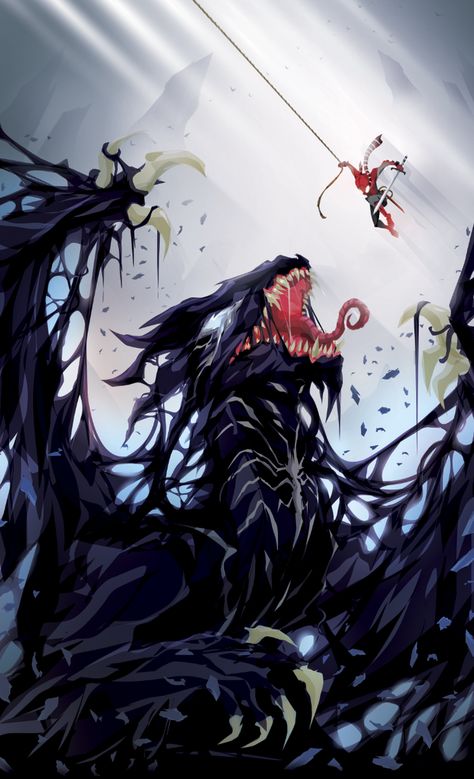 Peter and the Dragon  - Imgur Eddy Venom, Venom X Eddy, Venom Dragon, Venom Drawing, Venom Wallpaper, Venom Tattoo, All Spiderman, Symbiotes Marvel, Venom Art