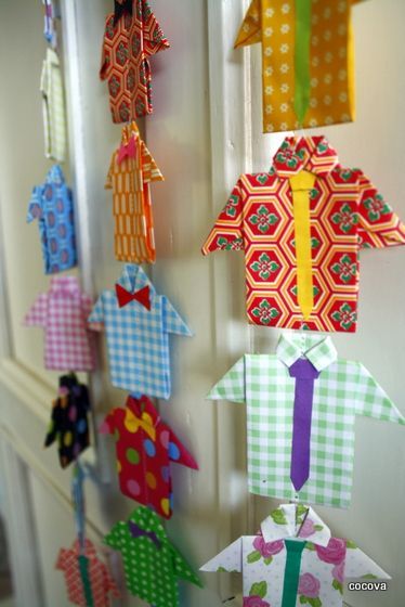 Father's Day decoration - origami shirt and tie. Diy Origami Home, Diy Origami Home Decor, Origami Decor, Origami Home Decor, Origami Shirt, Clay Tips, Crafts For Kids Easy, Origami Decoration, Origami Dress