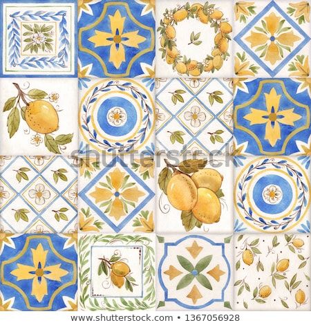 Plakat Design Inspiration, Kitchen Ceramic, Floral Wall Decals, Motif Art Deco, Flower Wall Decals, Tile Decals, 자수 디자인, Kitchen Tile, Lemon Print