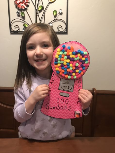 100th Day Of School Gumball Machine, 100 Days Of School Gumball Machine, 100 Day Gumball Machine, Gumball Machine Craft, Gumball Party, 100th Day Of School Crafts, 100 Day Of School, 100 Day Of School Project, Interesting Facts About Yourself