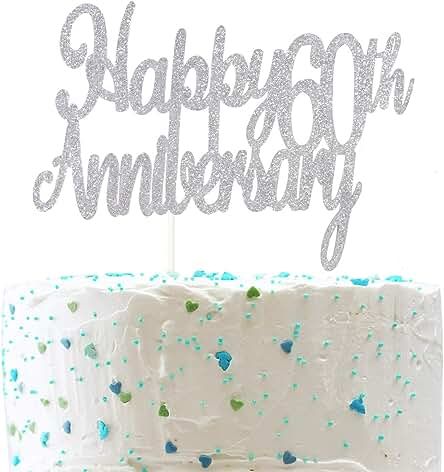 Amazon.com: 60th Wedding Anniversary Cake Topper 60th Anniversary Cake, 60th Wedding Anniversary Decorations, Glitter Kitchen, Diamond Anniversary Cake, 60 Wedding Anniversary Cake, Cheers To 60 Years, Happy 60th Anniversary, Wedding Anniversary Party Decorations, 60th Wedding Anniversary