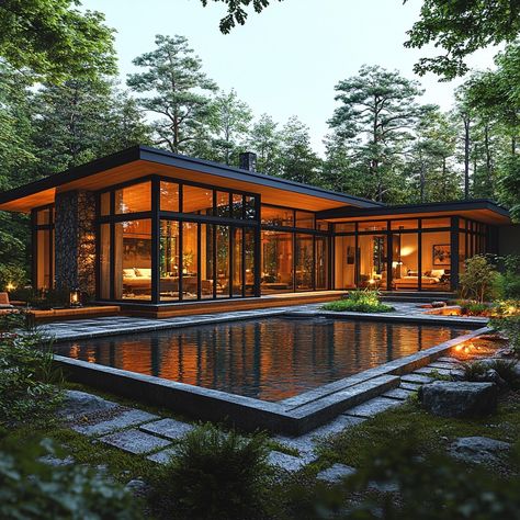 Explore the future in a Contemporary Glass House in the Pacific Northwest, 5000 sqft of Mid-Century Modern elegance. AI art captures the perfect summer day's essence with a setting sun's glow. Let this image fuel your dream home fantasies and nature-infused architectural visions. Imagine the rustling leaves and the pool's tranquil splash. Share your thoughts below! 🌿🌅 #DreamHomeInspiration #LuxuryInteriors #MidCenturyModern #ContemporaryGlassHouse #LuxuryLiving #LuxuryDesign #LuxuryLifestyle #HomeGoals #InspiringHomes #LuxuryTravel #PacificNorthwest #SummerSplendor #SettingSunMagic Glass Houses Architecture, Glass House Design Modern, All Glass House, Modern Glass House Design, Contemporary Glass House, Modern Glass House, Glass House Design, Contemporary Glass, Dream House Exterior