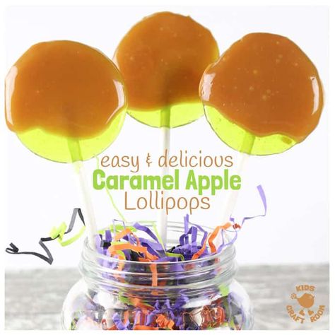 Homemade Suckers, Apple Lollipops, Caramel Apple Lollipops, Caramel Apple Suckers, Carmel Recipe, Diy Caramel, Homemade Lollipops, Hard Candy Recipes, Lollipop Recipe