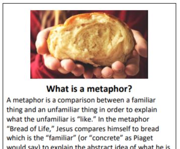 Unpacking Bible Metaphors with Children (Yes, young children can understand simple metaphors!) | Rotation.org Bible Metaphors, What Is A Metaphor, Volunteer Training, Bread Of Life, Sunday School Curriculum, Volunteer Recruitment, Childhood Development, Teaching Style