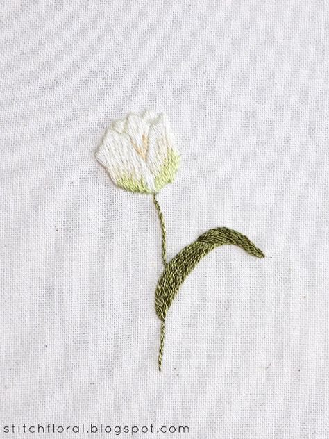 Tulip hand embroidery tutorial Tulip Embroidery Pattern, Embroidered Tulips, Tulip Embroidery, Embroidery Hearts, Cross Stitch Thread, Embroidery Tshirt, Hand Embroidery Tutorial, Embroidery Tutorial, Embroidery Stitches Tutorial