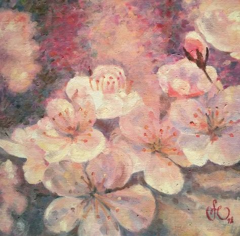 Saatchi Art Artist ; Painting; "Sakura" Soft Art, Gacha Art, Pretty Watercolor, Seni Vintage, Playlist Covers, Images Esthétiques, Art Flowers, Ethereal Art, Dreamy Art