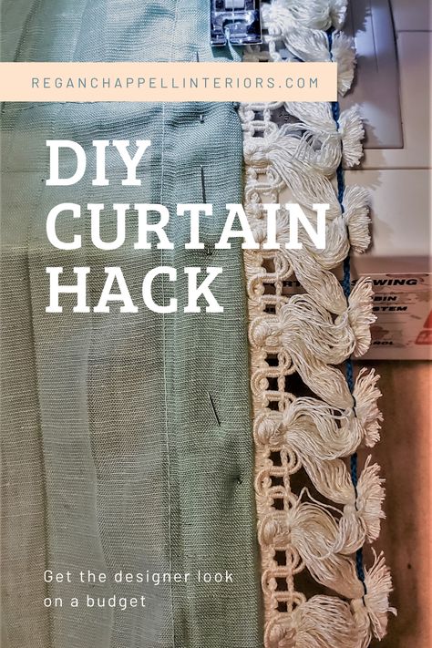 A super simple hack for store-bought curtains that will give you a custom look for a fraction of the cost. Lengthen Curtains, Curtains Without Sewing, Curtain Designs For Bedroom, Diy Drapes, Dining Room Window Treatments, Fancy Curtains, Diy Curtain, Large Curtains, Sewing Machine Basics