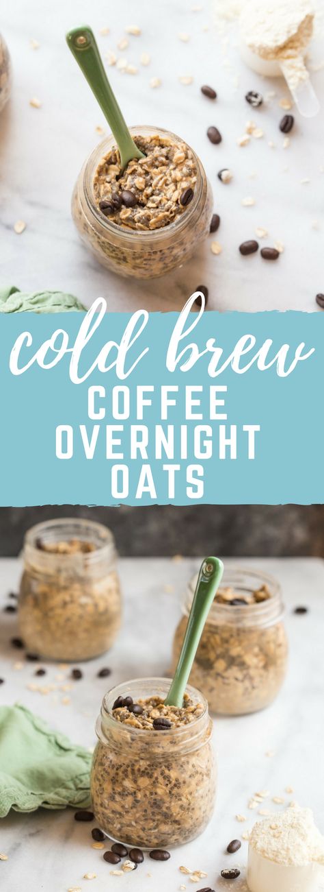 Do you need a little pick me up in the AM? Try this Cold Brew Coffee Overnight Protein Oatmeal. This overnight oatmeal is protein packed and laced with coffee! Oh happy day! Coffee Overnight Oats, Easy Oatmeal Recipes, Protein Oatmeal, Desserts Keto, Easy Oatmeal, Overnight Oats Healthy, Overnight Oatmeal, Oh Happy Day, God Mat