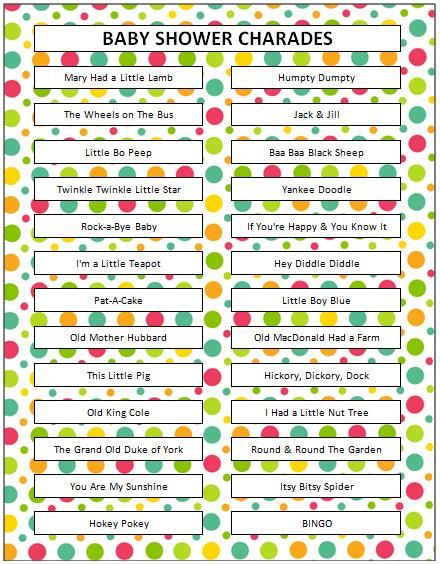 Baby Shower Charades Game - free printable #BabyShower Baby Shower Charades, Baby Shower Songs, Nursery Rhyme Game, Pinterest Baby, Free Printable Baby Shower Games, Charades Game, Unique Baby Shower Favors, Nursery Rhymes Games, Bear Nursery