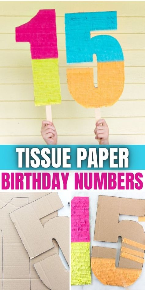 Tissue Paper Fringe, Birthday Party Props, Diy Birthday Banner, Diy Pinata, Cardboard Box Crafts, Paper Dolls Diy, Easy Birthday, Party Tips, Teen Birthday