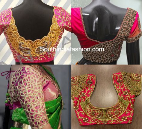 Cut Work Blouse Designs for Silk Sarees Pattu Blouse Designs, Blouse Designs For Silk Sarees, Simple Maggam Work Blouse, Simple Maggam Work, Neck Blouse Designs, Cut Work Blouse, Fancy Tie, Latest Saree Blouse, Indian Blouse Designs