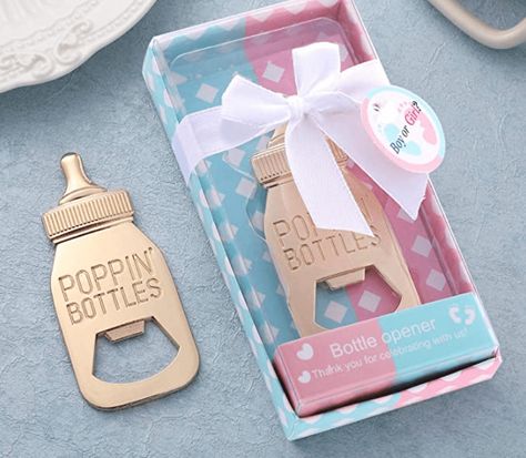 Baby Shower Giveaways, Baby Shower Favours For Guests, Baby Shower Party Gifts, Gender Reveal Party Favors, Bottle Opener Favors, Wedding Bottle Opener Favors, Wedding Bottle Opener, Poppin Bottles, Gender Reveal Gifts