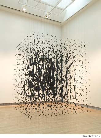 Cornelia Parker's "Mass (Colder, Darker Matter)" is made of burnt wood from a Lytle, Texas, church hit by lightning. Cornelia Parker, Suspended Art, Institute Of Contemporary Art, Wow Art, Sculpture Installation, Foto Inspiration, Land Art, Abstract Sculpture, Art Fashion