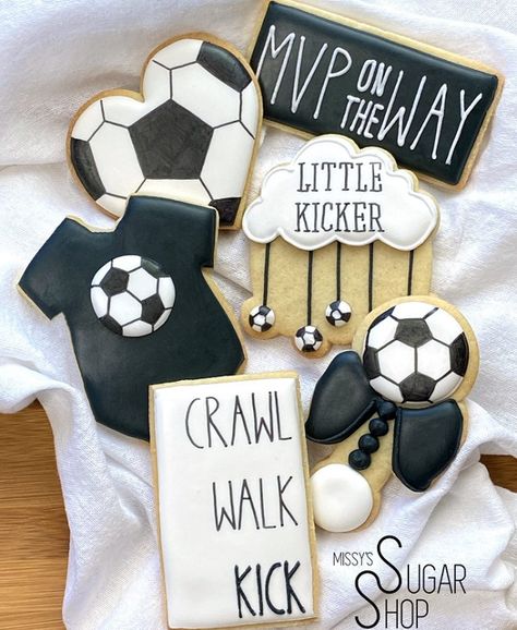 Soccer Theme Baby Shower Ideas, Soccer Nursery Baby Boy, Soccer 1st Birthday Baby Boy, Baby Shower Soccer Theme, Sport Baby Shower Theme, Sports Theme Baby Shower Ideas, Baby Shower Football Theme, Sports Themed Baby Shower Ideas, Soccer Baby Shower Ideas