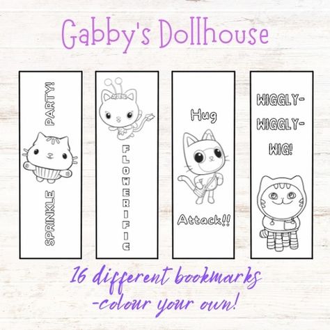 Colour and decorate your own! Gabby's Dollhouse bookmarks set of 16. Kids will love this collection. Use at your child's birthday party or add to the party guests loot/goody bags. An excellent gift, party favour or activity. Teachers - include this creative idea in your mid or end of year student gift! 1 PDF file including all 16 designs. It's as easy as - Download → Print → ENJOY! Get yours here: https://digiprintsbybrandi.etsy.com #gabbysdollhouse #printablebookmarks #colouringbookma... School Bookmarks, Bookmarks Kids, Goody Bags, Creative Idea, Bookmarks Printable, Student Gift, End Of Year, Party Guests, Goodie Bags