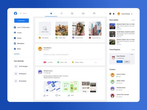 Social App Design, App Redesign, Facebook Website, Web Design Tools, Facebook Layout, Ui Design Website, Creative Web Design, Facebook App, Website Page
