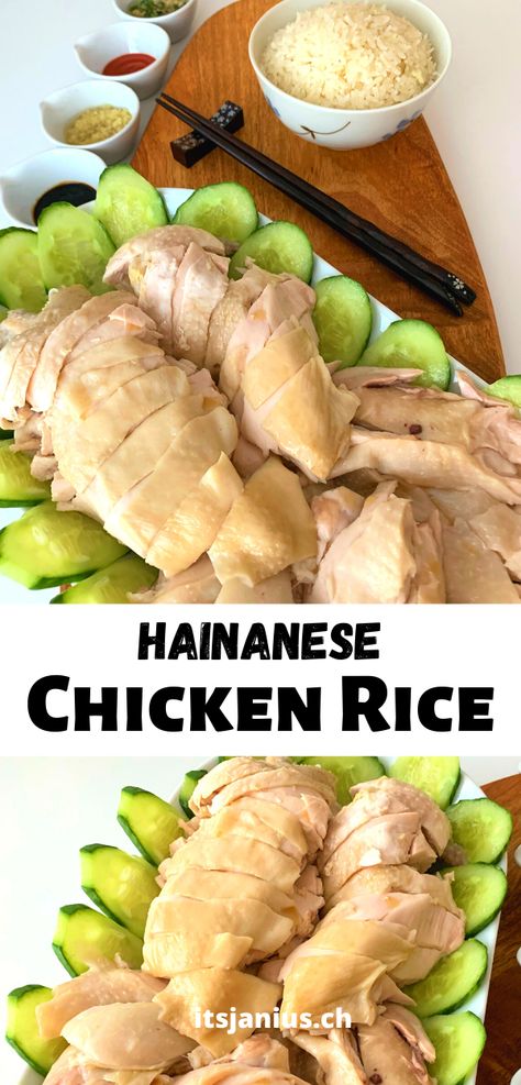 Singapore chicken rice recipe. This Singapore national dish is perfect for any occasion and so easy to make! #chickenrecipe #chickenrice #singapore hainanese chicken rice recipe | singapore chicken rice recipe | hainan chicken rice | singapore style chicken rice | chicken dishes | singapore chicken rice recipe | meat dishes Singapore Rice Recipes, Singapore Chicken Rice Recipe, Chicken Rice Singapore, Singapore Chicken Rice, Singapore Chicken, Hainan Chicken Rice, Hainan Chicken, Chicken Rice Recipe, Hainanese Chicken Rice