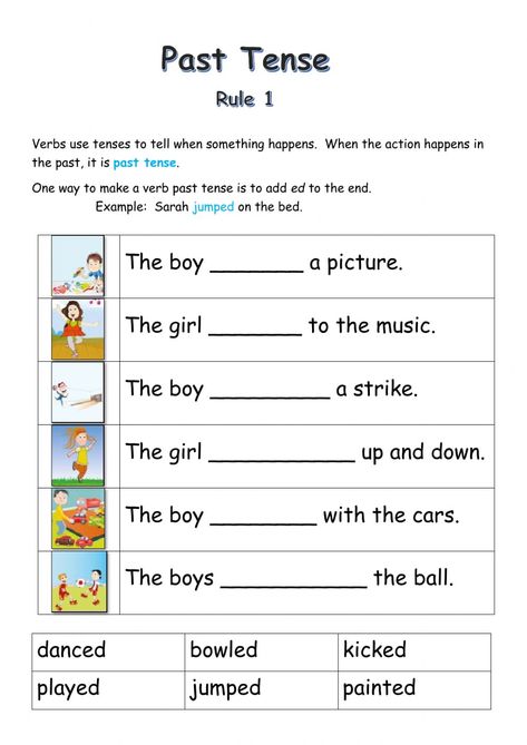 Verb Tenses Worksheet 1st Grade, Regular Past Tense Worksheet, Past Tense Worksheet For Grade 1, Tenses English Grammar Worksheets, Past Tense Verbs Worksheets, Simple Past Tense Worksheet, Regular Past Tense Verbs, Tense Worksheet, Tenses Rules