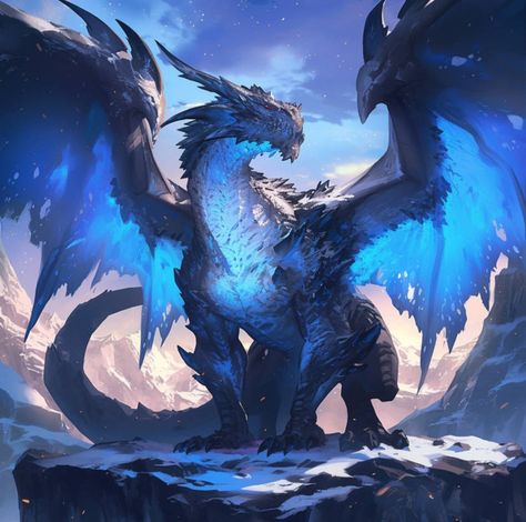 Epic Dragon Art, Dnd Blue Dragon, Blue Dragon Aesthetic, Ancient Blue Dragon, White And Blue Dragon, Blue Dragon Art, Black And Blue Dragon, Aquatic Dragon, Blue Fire Dragon