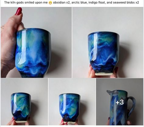 Amaco Obsidian, Amaco Glazes, Ceramic Glaze Recipes, Arctic Blue, Glaze Ceramics, Glaze Recipe, Pottery Glazes, Blue Pottery, Glazes For Pottery