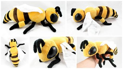 Bee Collage, Bee Stuffed Animal, Stuffed Animal Sewing, Bee Plush, Diy Sewing Tutorials, Sewing Machine Basics, Animal Sewing Patterns, Hanging Mobile, Plush Pattern