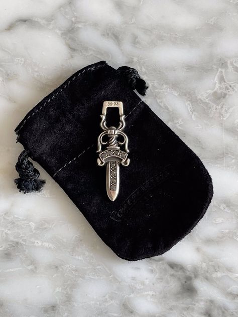 Black Diamond Pendant, Dagger Necklace, Heart Accessories, Chrome Hearts, Men's Accessories, Diamond Pendant, Black Diamond, Accessories Shop, 925 Silver