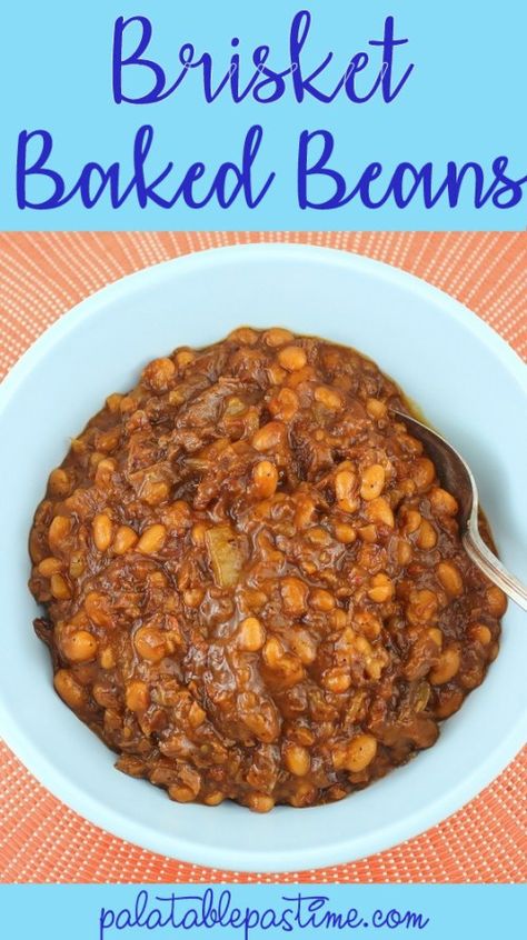 Brisket Baked Beans Brisket Beans Recipe, Baked Beans With Brisket, Brisket Beans, Brisket Baked Beans, Heb Recipes, Grilled Vegetable Sandwich, Beef Barbecue, Easy Baked Beans, Side Ideas