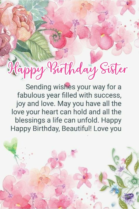 Birthday Message For Sister Funny, Happy Birthday Sister Messages, Happy Birthday Sister Wishes, Birthday Quotes For Aunt, Sister Sayings, Spiritual Birthday Wishes, Sister Birthday Card Funny, Meaningful Birthday Wishes, Spiritual Birthday