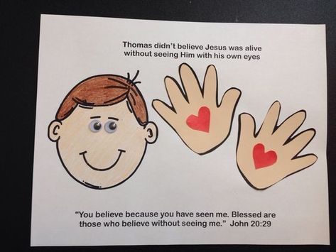 Doubting Thomas Craft Jesus Appears To The Disciples Craft, Jesus Appears To His Disciples, John 20, Sunday School Projects, Doubting Thomas, Children's Church Crafts, Bible Story Crafts, Sunday School Kids, Preschool Craft