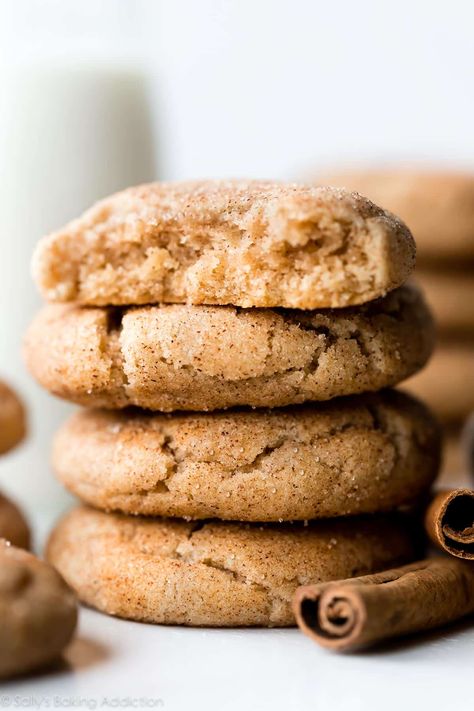 Soft Snickerdoodle Cookie Recipe, Snickerdoodle Cookies Easy, Gluten Free Snickerdoodles, Snickerdoodle Cookie, Cookies Healthy, Snickerdoodle Recipe, Sally's Baking, Snickerdoodle Cookies, Soft Bakes