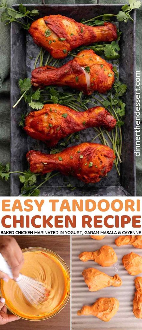 Classic Tandoori Chicken is an Indian recipe marinated in yogurt, garam masala and cayenne before baking, a perfect easy weeknight meal. Easy Tandoori Chicken Recipe, Easy Tandoori Chicken, Easy Halloween Treats For Kids, Easy Indian Appetizers, Grilled Tandoori Chicken, Tandoori Recipes, Easy Halloween Treats, Tandoori Masala, Garlic Noodles