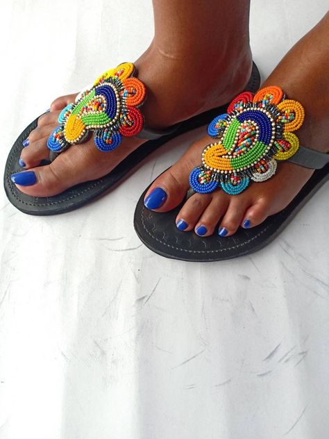 Beaded sandals, African sandals, women sandals, summer sandals, outdoor sandals, Look super great with this unique summer sandals, 100% handcrafted using beads , All sizes are available as we custom make them. For perfect fitting kindly use the last image as a  guide. Ships via dhl express. Welcome. Leather Sandals Boho, Beaded Leather Sandals, Beaded Shoes, Colored Sandals, Womens Gladiator Sandals, Sandals Beach, Handmade Sandals, Beautiful Sandals, Beaded Sandals