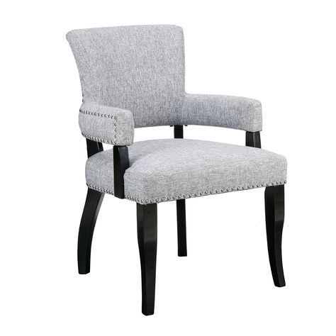 Madison Park Parler Grey Arm Dining Chair (24Wx25.5Dx35H-Grey) (Acrylic) Madison Park, Upholstered Fabric, Kitchen & Dining Chairs, Grey Chair, Dining Arm Chair, Decor Furniture, Kitchen Chairs, Upholstered Dining Chairs, Kitchen Dining Furniture