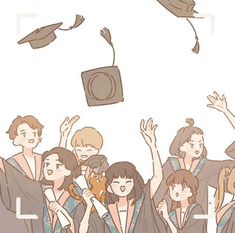 Graduation Drawing, Purrfect Tale, Korean Art, Girls Cartoon Art, Graduation Cap, Girly Art, Doodle Drawings, Show Me Your, Cartoon Art Styles