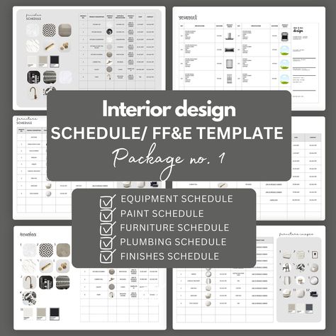 Interior Design Schedule template, fully editable with canva, fixture, finishes, furniture, equipment, paint, plumbing schedule template Paint Schedule Template, Furniture Schedule Interior Design, Business Logo Fonts, Font Psychology, Site Work, Business Fonts, Minimalist Font, Schedule Templates, Corporate Presentation