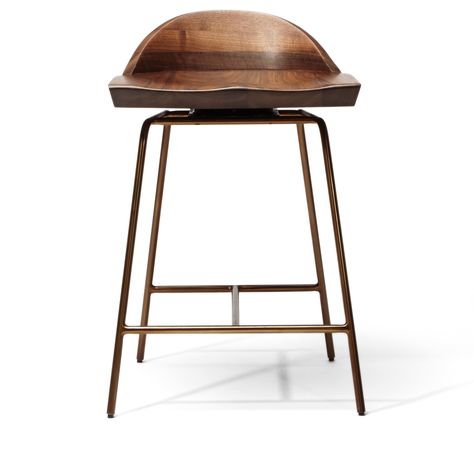 Spindle Bar Stool Low Back | BassamFellows | SUITE NY Low Back Counter Stools, Metal Counter Stools, Entry Furniture, Counter Stools Backless, Wrought Iron Patio Chairs, Wood Counter Stools, Contemporary Bar Stools, Swivel Counter Stools, Dining Stools