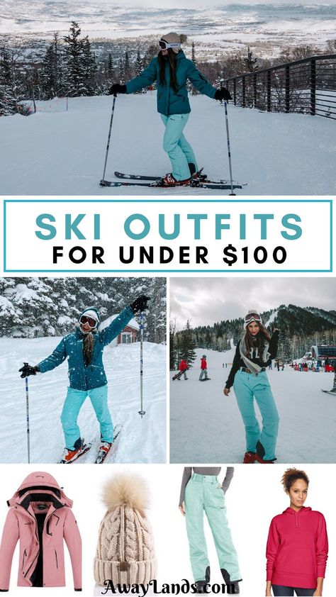 Looking for clothes for a ski trip? These budget ski outfits for under $100 are perfect for women and men. From affordable ski jackets and ski pants to layers for the cold and gloves and hats, this list gives you stylish winter clothes on a budget to stay warm in the snow. #winterclothes #snowclothes | ski trip packing list | clothing for ski trip | clothes for ski trip women | clothes for ski trip men | budget ski clothes | ski clothes on a budget | ski outfits on a budget | budget ski outfits Ski Trip Clothes, Stylish Winter Clothes, Women Ski Outfit, Ski Gear Women, Outfits On A Budget, Ski Trip Packing List, Trip Clothes, Womens Ski Outfits, Ski Trip Packing