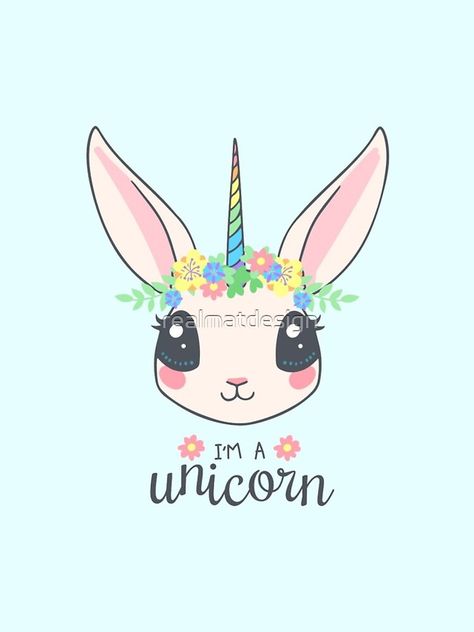 Unicorn Bunny, Kawaii Unicorn, Kawaii Bunny, Cute Unicorn, Cute Animal Drawings, Floral Crown, Animal Drawings, Eden, Pikachu