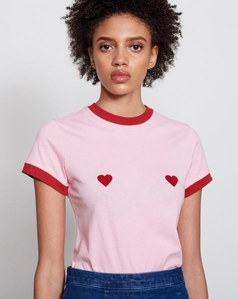 Lazy Oaf Flock Heart T-shirt - Everything - Categories - Womens Mens Long Shorts, Velvet Tees, Baby Inspiration, Lazy Oaf, Heart T Shirt, Spring Shirts, Knit Crewneck, Long Shorts, Spring 2017