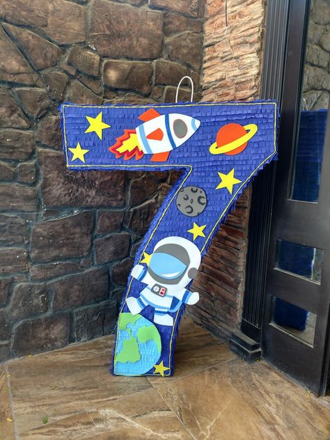 Space Theme Pinata, Space Crafts For Kids, Astronaut Birthday, Baby Boy 1st Birthday Party, Space Birthday Party, Alphabet Activities Preschool, Baby Boy 1st Birthday, Space Birthday, 3d Letters