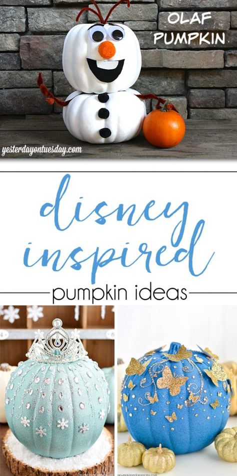 Disney Pumpkin Painting Ideas, Elsa Pumpkin, Olaf Pumpkin, Pumpkin Painting Ideas Disney, Painting Ideas Disney, Disney Pumpkin Painting, Pumkin Decoration, Types Of Pumpkins, Disney Pumpkin