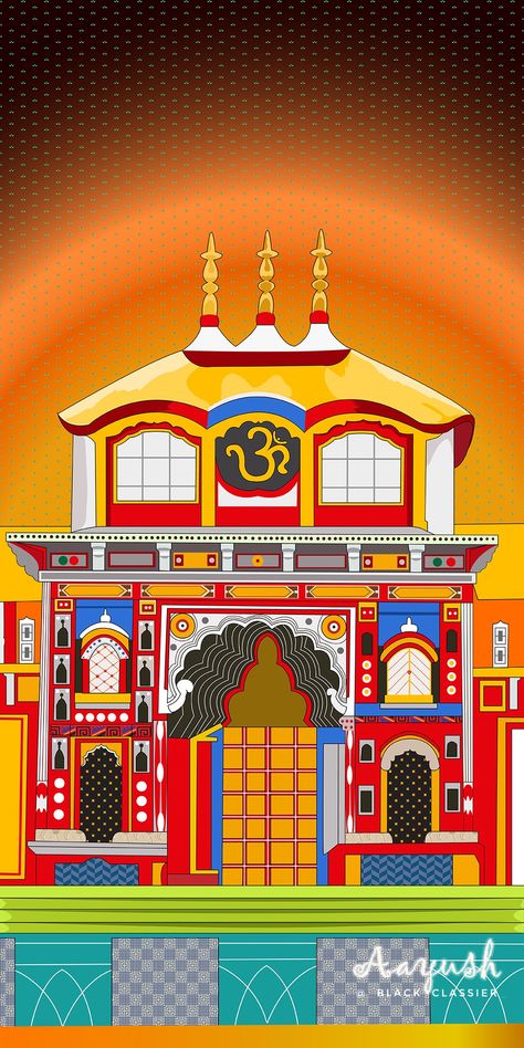 Temple illustration badrinath temple temple vector vector illustration Indian Temple Illustration Art, Badrinath Temple Sketch, Temple Cartoon Background, Badrinath Drawing, Badrinath Temple Drawing, Badrinath Temple Painting, Temple Illustration Indian, Hindu Temple Drawing, Badrinath Temple