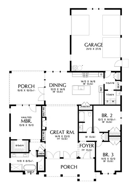 Farmhouse House Plan 1184 The Midlothian: 1900 Sqft, 3 Beds, 2 Baths Prairie House Plans, Prairie Design, Open Floor Plan Kitchen, Standing Tub, Prairie House, Prairie Style Houses, Modern Style House Plans, Modern Ranch, Farmhouse Style House Plans