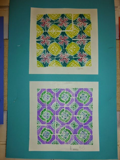 Printmaking Elementary Art Lesson, Radial Printmaking Lesson, Middle School Printmaking Projects, Elementary Printmaking, Printmaking Art Lesson, 5th Grade Art Lessons, 5th Grade Art Projects, Printmaking Lessons, Teaching Patterns