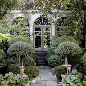 Anoushka Hempel, French Style Garden, Formal Landscaping, Shady Courtyard, Rose Bushes Landscape Front Yards, Rose Bushes Landscape, Mansion Garden, Anouska Hempel, Simple Greenhouse